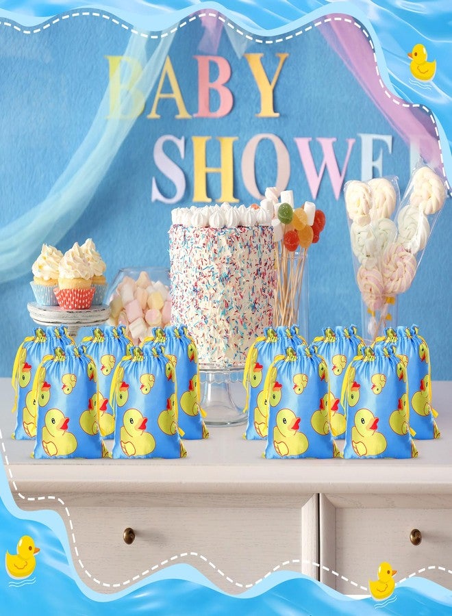 Wesnoy مجموعة ويسنوي من 24 كيس هدايا على شكل بطة صفراء برباط، مقاس 7 × 9 بوصة، أكياس حلوى مطاطية قابلة لإعادة الاستخدام برباط، مثالية لحفلات استقبال المولود الجديد وأعياد الميلاد (أزرق). - Image 4